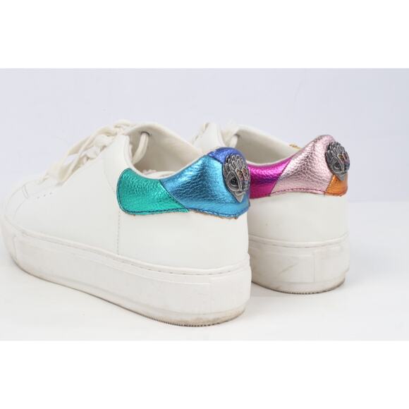 Kurt Geiger London Laney Eagle White Leather Sneakers Size 39 Metallic Rainbow - Picture 12 of 16